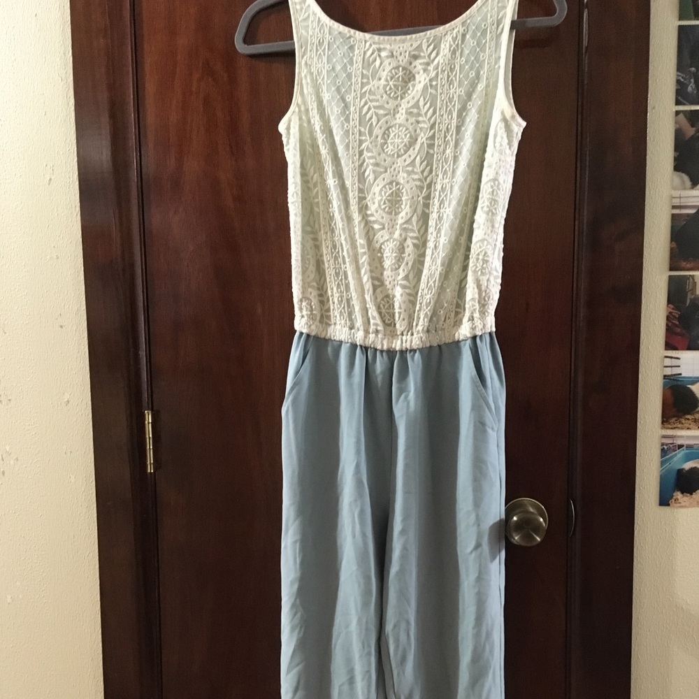 White Lace Top Dress with blue bottom